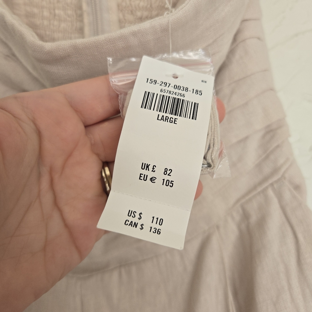 Abercrombie & Fitch Beige Strapless Linen Jumpsuit - Picture 11 of 12